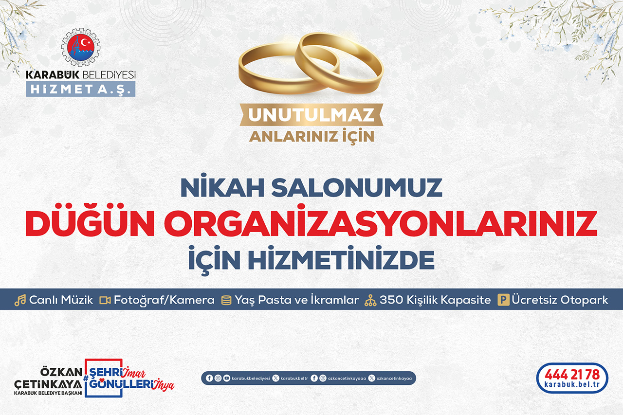 Nikah Salonumuz Düğün Organizasyonlarınız İçin Hizmetinizde
