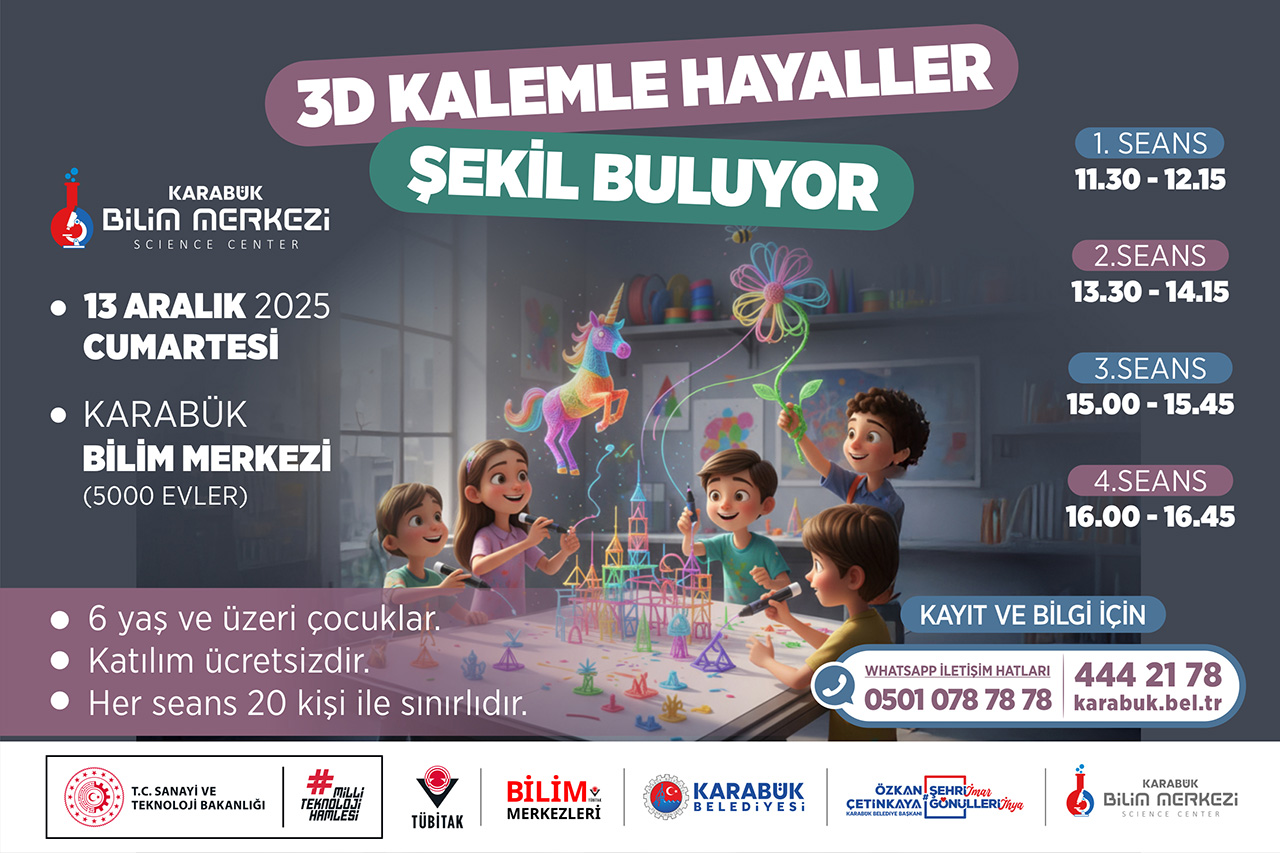 Karabük Bilim Merkezi’nden Çocuklara Özel 3 Boyutlu Kalem Atölyesi