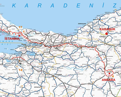 Karabük Karayolları Haritası
