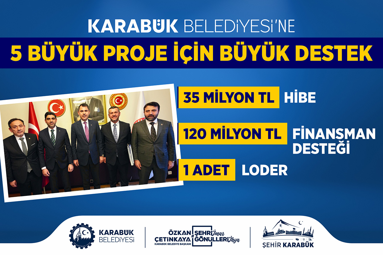Karabük Belediyesi’ne Çevre, Şehircilik ve İklim Değişikliği Bakanlığı’ndan 5 Büyük Proje İçin Büyük Destek